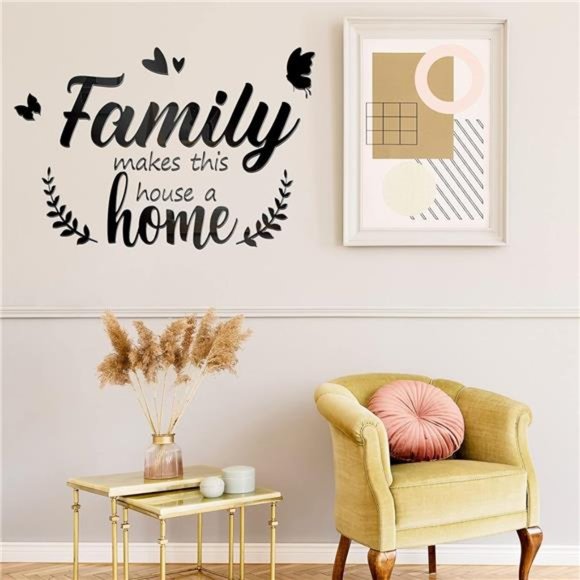 3D Acrylic Mirror Decal Wall Decor Stickers Family Letter Quotes Wall Stickers - Picture 6 of 7